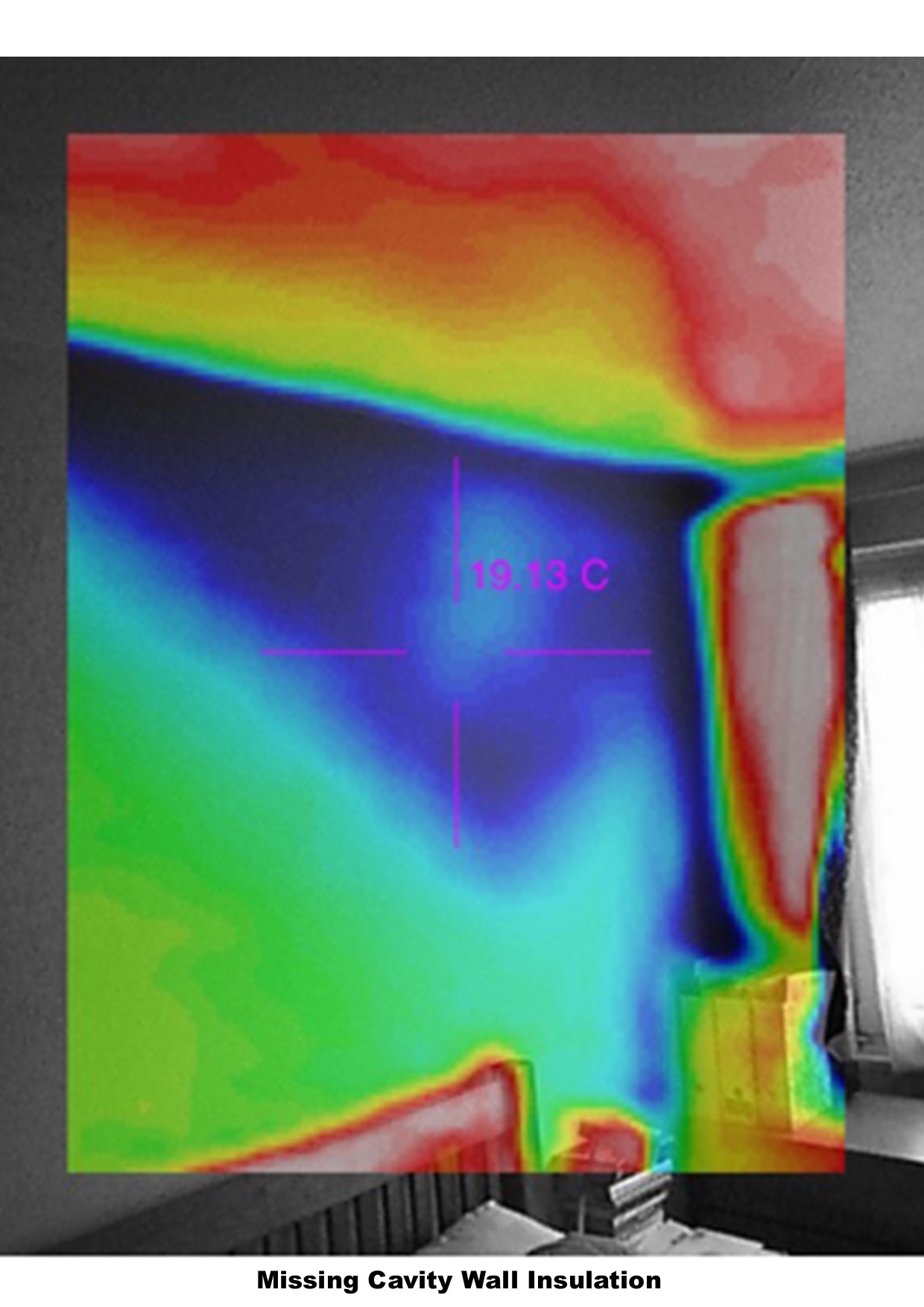 Infra red image of cavity insulation problem